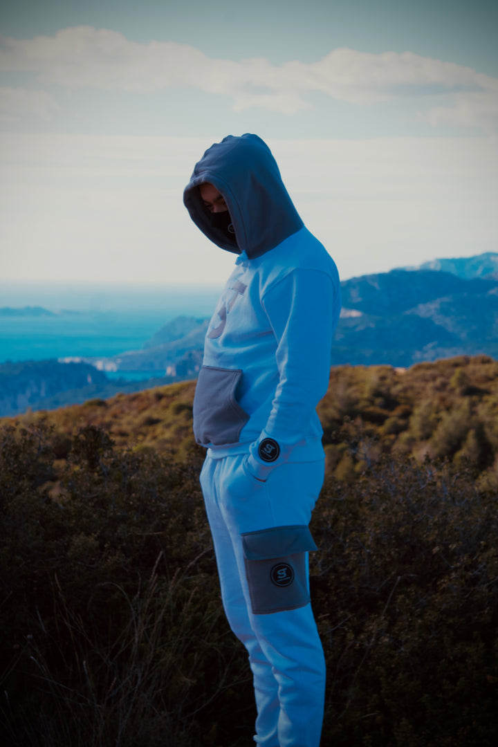 ST FUSION / BLANC &amp; GRIS Bi MATIÈRE (Cotton + Polaire)