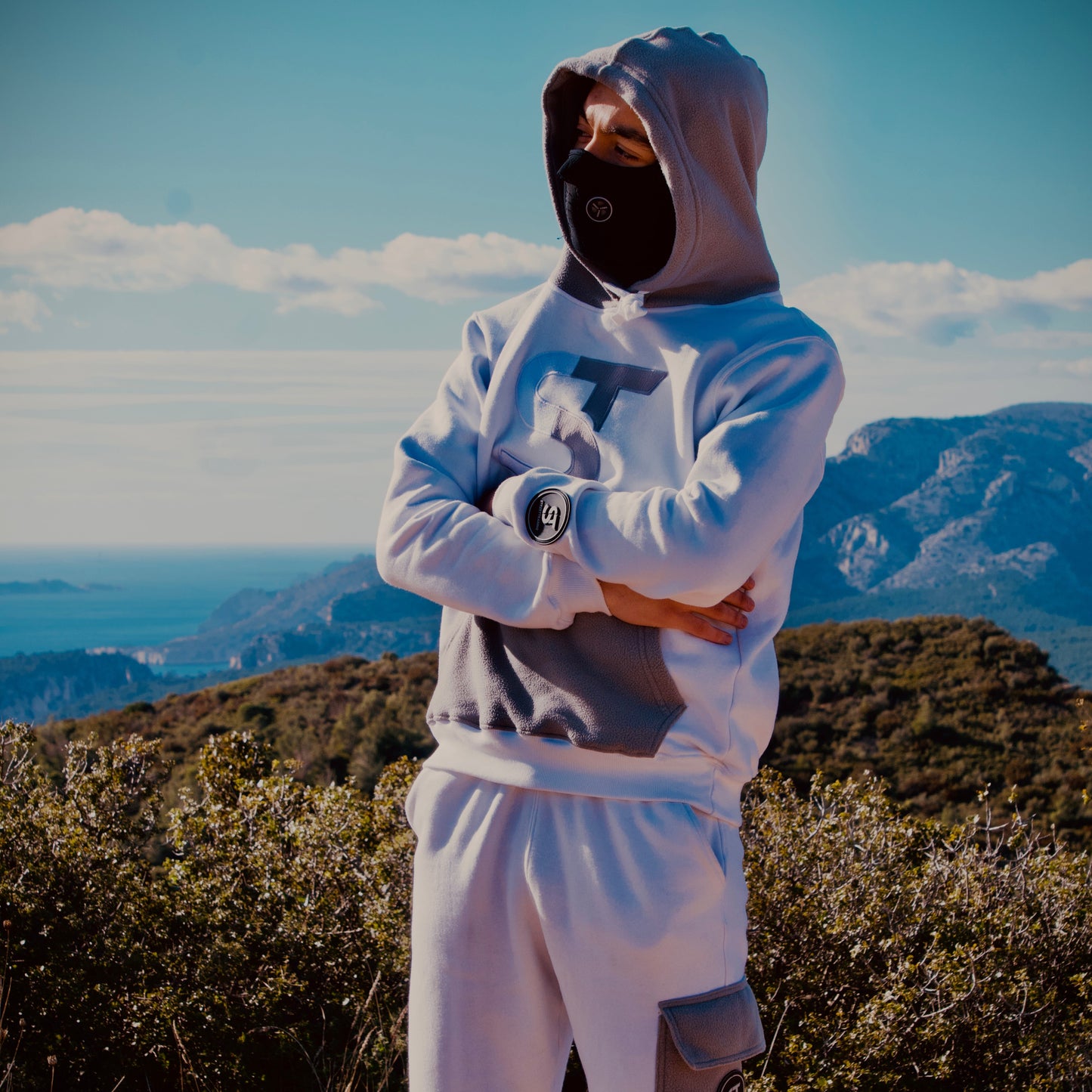 ST FUSION / BLANC & GRIS Bi MATIÈRE (Cotton + Polaire)