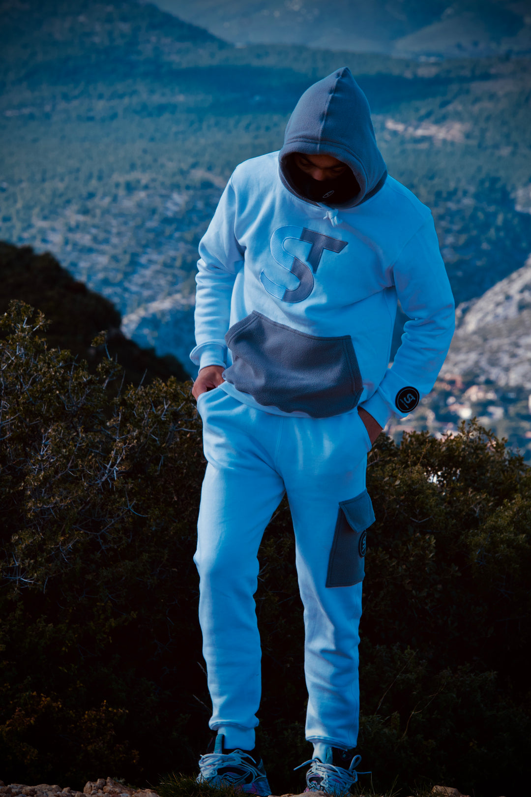 ST FUSION / BLANC &amp; GRIS Bi MATIÈRE (Cotton + Polaire)