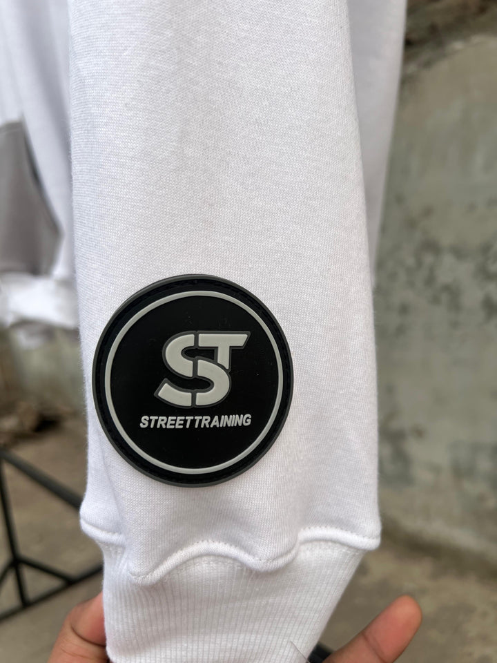 ST FUSION / BLANC &amp; GRIS Bi MATIÈRE (Cotton + Polaire)